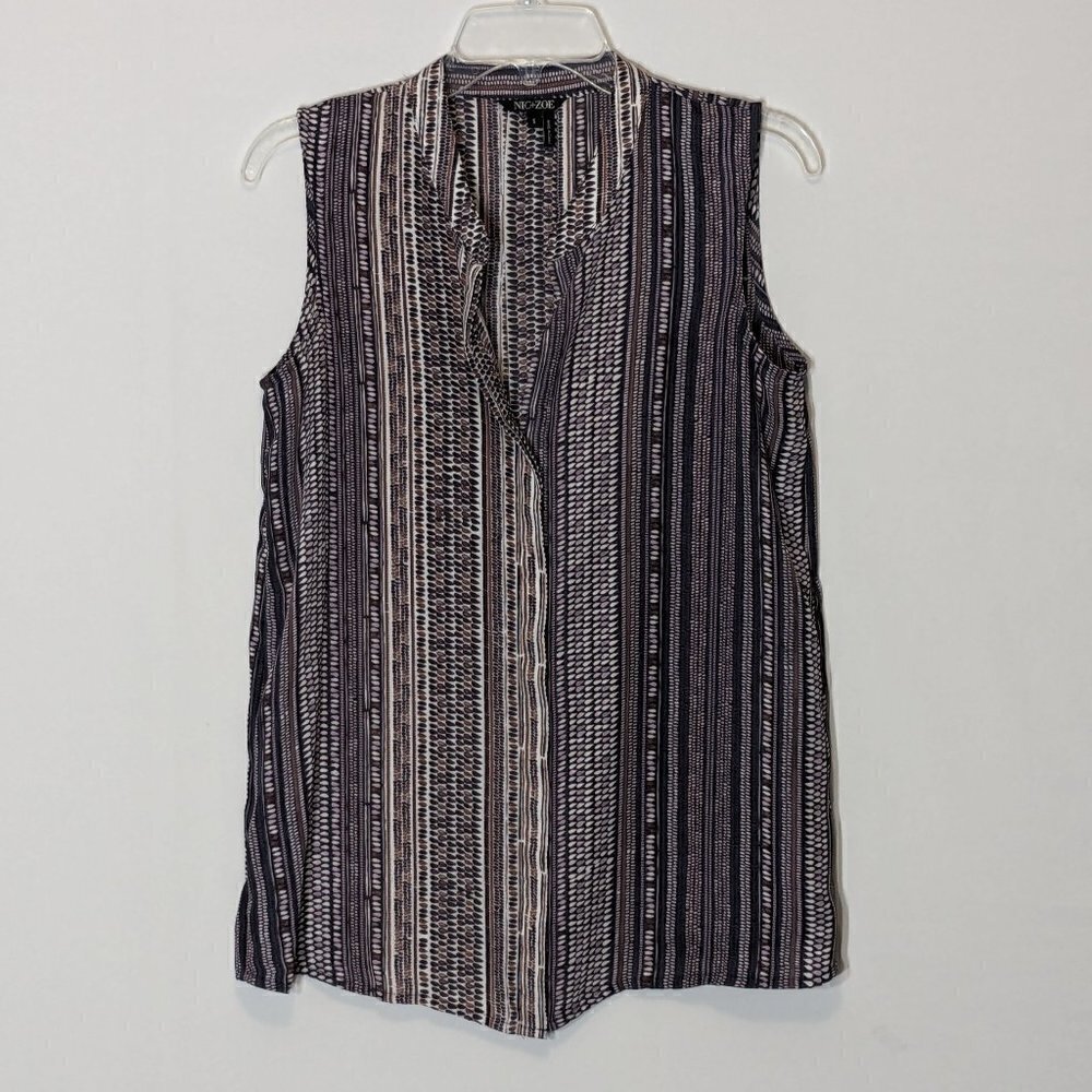 Women's NIC+ZOE, Purple Chiffon Sleeveless PULLOVER Tunic Top; Size S